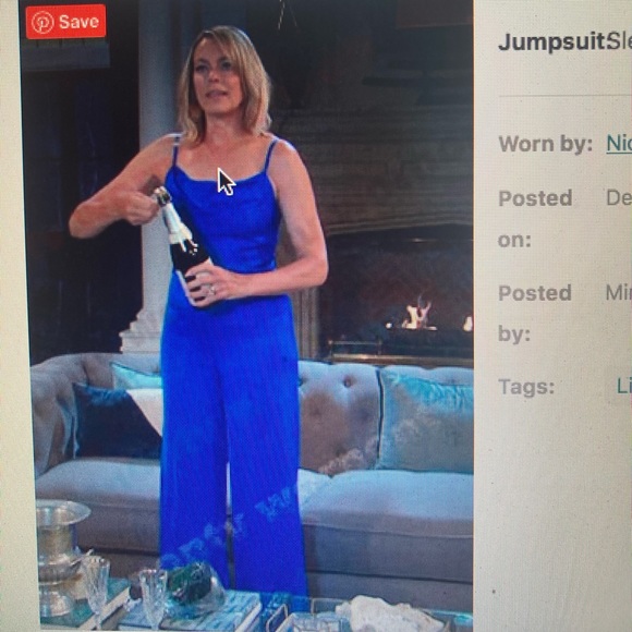 Liv Foster cobalt blue sleeveless satin cowl neck jumpsuit - Picture 4 of 6